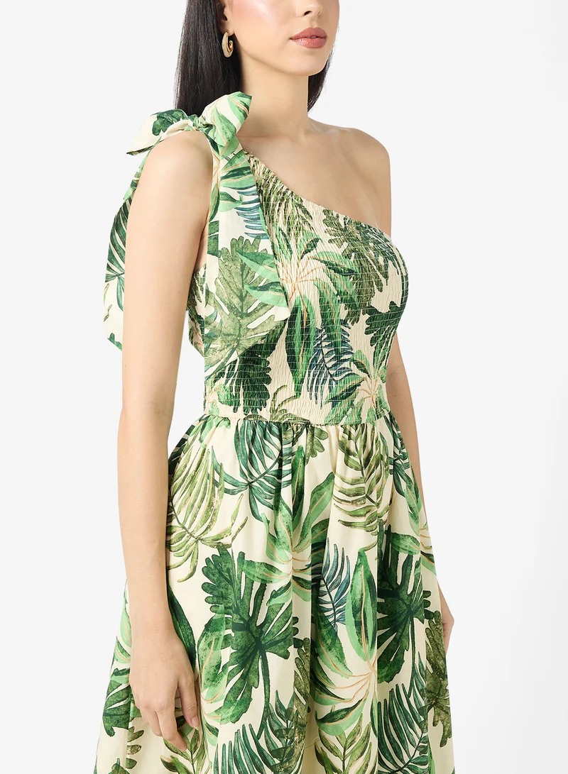 Just Me  Printed One Shoulder Maxi Dress for Women | Best Price UAE